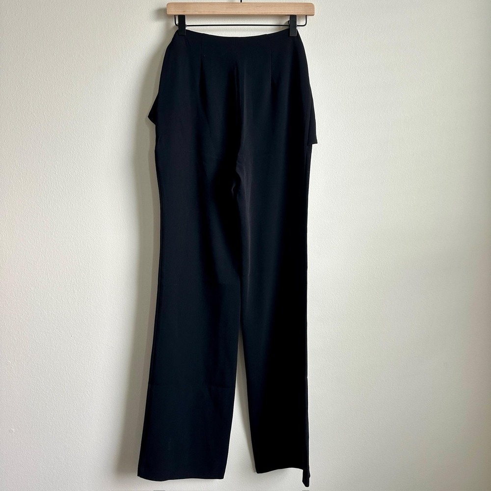 Cinq à Sept Pants Womens 2 Black Connor Wide Leg Ruffle Drape High Waist Dressy - Picture 6 of 11